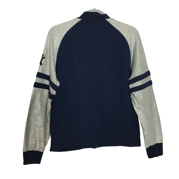 Carl Banks L Glitter Yankees Bomber Jacket Metallic Thread Genuine Merchandise - Picture 5 of 8
